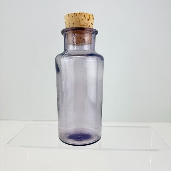 Vintage Apothecary Purple Glass Bottle With Cork Lid - Picture 2 of 13